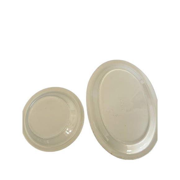 Vintage Mid Century Red Wing Pottery Green Teal Flower Serving Platter bowl set - Picture 6 of 6